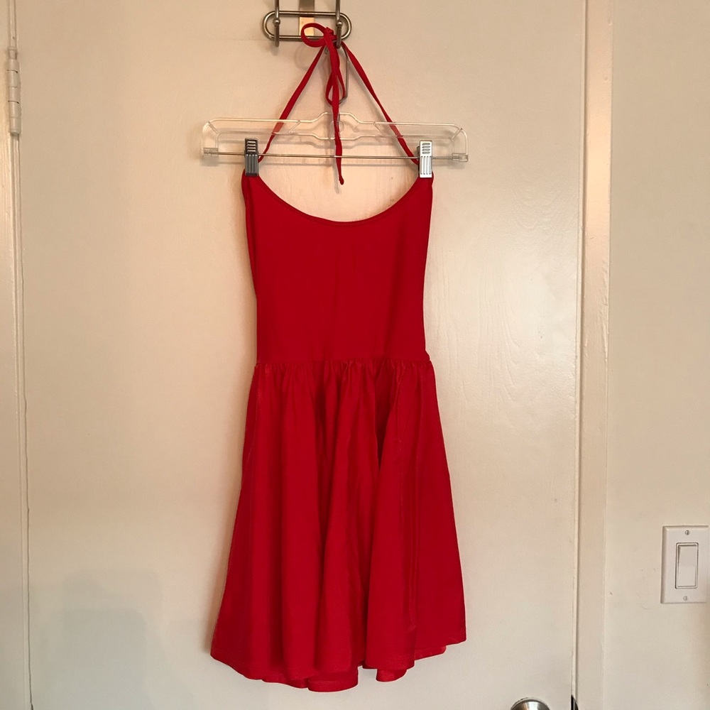 American Apparel Red Spandex Halter Dress